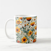 Gouden en witte wilde bloemen koffiemok (Links)