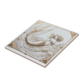 Gouden en Witte Zeemeermin & Ocean Waves Links teg Tegeltje (Zijkant)