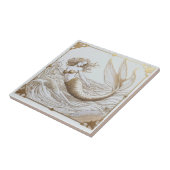 Gouden en Witte Zeemeermin & Ocean Waves Rechts ge Tegeltje (Zijkant)