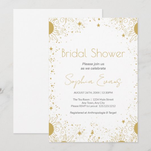 Gouden en witte zon & sterren hemels Vrijgezellenf Kaart (Voorkant / Achterkant)