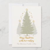 Gouden en zachte kerstbomen en sterren Foto Feestdagenkaart (Voorkant)