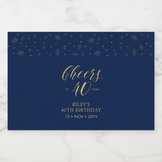 Gouden en zeemachtjes 40 jaar, 40e verjaardag likeurfles etiket (Enkel label)