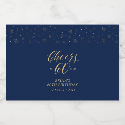 Gouden en zeemeerlingen 60 jaar, 60e verjaardag likeurfles etiket (Enkel label)