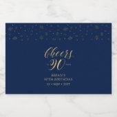 Gouden en zeemeerlingen 90 jaar, 90e verjaardag likeurfles etiket (Enkel label)