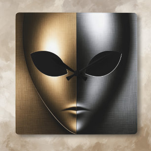 Gouden en Zilveren Alien Gezicht Klok