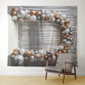Gouden en zilveren ballonboog hangen wandkleed (In Situ (horizontaal))