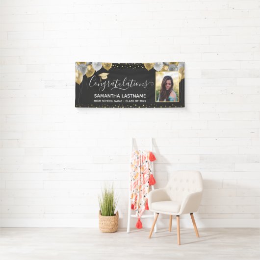 Gouden en Zilveren Ballonnen Afstuderen 2022 Banne Spandoek (Insitu)