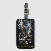 Gouden en zilveren blauwe adelaar bagagelabel (Voorkant (verticaal))