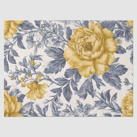 Gouden en Zilveren Bloemendesign Tissuepapier (Voorkant)