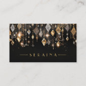Gouden en Zilveren Boho Pareltjes op Zwart ID1035 Visitekaartje (Voorkant)