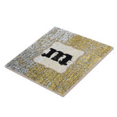 Gouden en Zilveren Grunge Monogram Display Tegel Tegeltje (Zijkant)