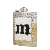 Gouden en Zilveren Grunge Monogram Whiskey Flask Heupfles (Links)
