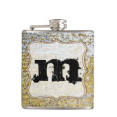 Gouden en Zilveren Grunge Monogram Whiskey Flask Heupfles (Voorkant)