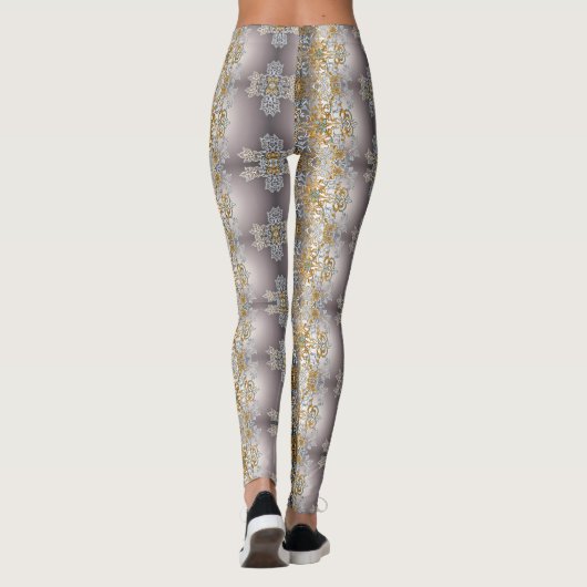 Gouden en zilveren kant wandtapijt Kaleidoscoop Leggings (Achterkant)