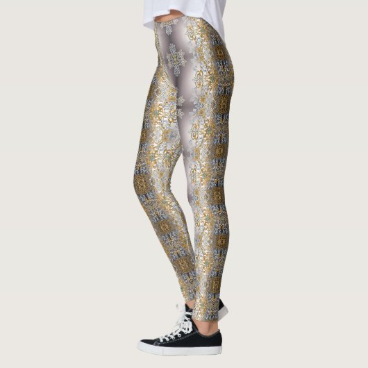 Gouden en zilveren kant wandtapijt Kaleidoscoop Leggings (Links)
