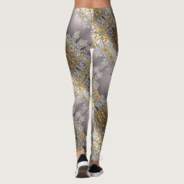 Gouden en zilveren kant wandtapijt Kaleidoscoop Leggings