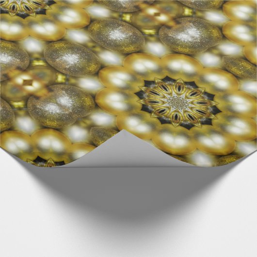 Gouden en zilveren kerstballen cadeaupapier (Hoek)