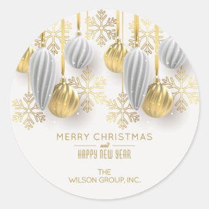 Gouden en zilveren kerstversiering ronde sticker