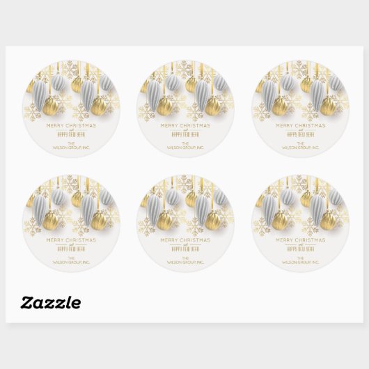 Gouden en zilveren kerstversiering ronde sticker (Vel)