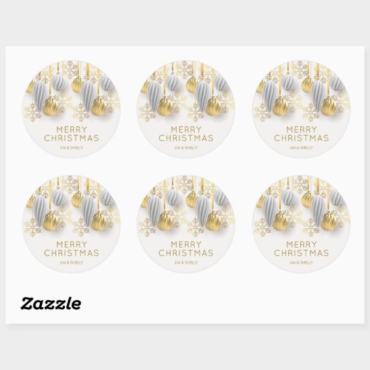 Gouden en zilveren kerstversiering ronde sticker (Vel)