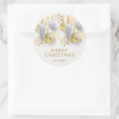 Gouden en zilveren kerstversiering ronde sticker (Tas)