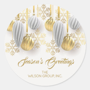 Gouden en zilveren kerstversieringen ronde sticker