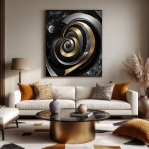 Gouden en Zilveren Kosmische Spiraal Poster
