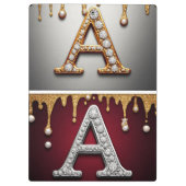 Gouden en zilveren letter A monogram Klembord (Achterkant)