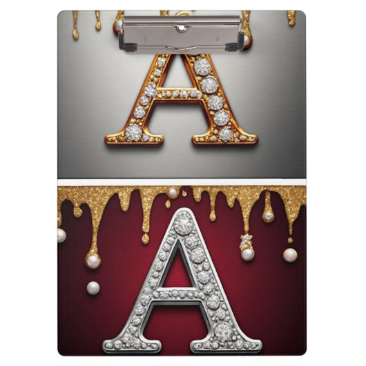 Gouden en zilveren letter A monogram Klembord (Voorkant)