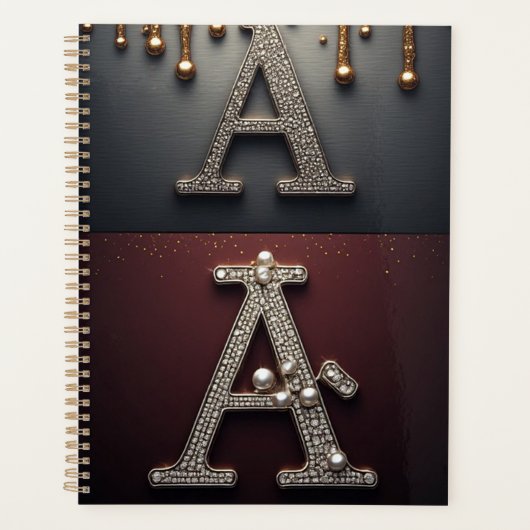 Gouden en zilveren letter A monogram Planner (Voorkant)