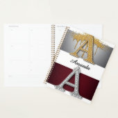 Gouden en zilveren letter A monogram Planner (Display)