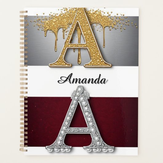 Gouden en zilveren letter A monogram Planner (Voorkant)