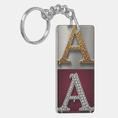 Gouden en zilveren letter A monogram Sleutelhanger (Voorkant Links)
