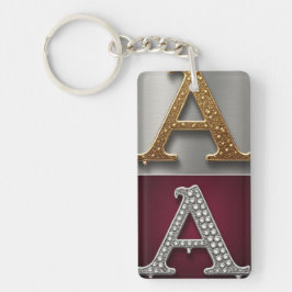 Gouden en zilveren letter A monogram Sleutelhanger