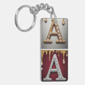 Gouden en zilveren letter A monogram Sleutelhanger (Voorkant Links)
