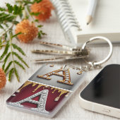 Gouden en zilveren letter A monogram Sleutelhanger (Voorkant Rechts)