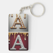 Gouden en zilveren letter A monogram Sleutelhanger (achterkant)