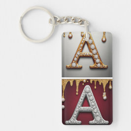 Gouden en zilveren letter A monogram Sleutelhanger