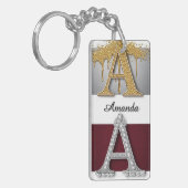 Gouden en zilveren letter A monogram Sleutelhanger (Voorkant Links)