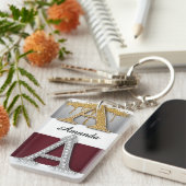 Gouden en zilveren letter A monogram Sleutelhanger (Voorkant Rechts)