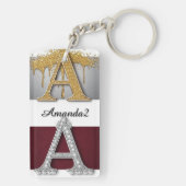 Gouden en zilveren letter A monogram Sleutelhanger (achterkant)
