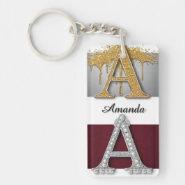 Gouden en zilveren letter A monogram Sleutelhanger