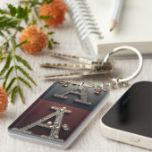 Gouden en zilveren letter A monogram Sleutelhanger (Voorkant Rechts)