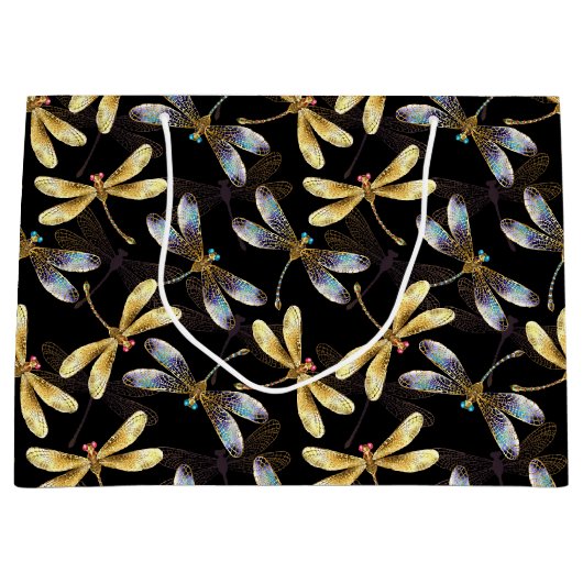 Gouden en zilveren libellen groot cadeauzakje (Voorkant)