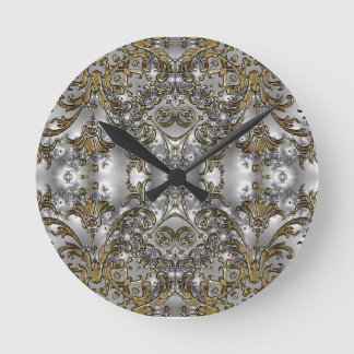 Gouden en Zilveren Patroon Sml Ronde Wandklok
