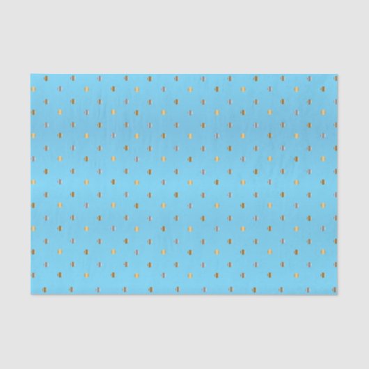 Gouden en Zilveren Polka Dots op Baby Blauw Tissuepapier (Voorkant)