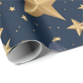 Gouden en zilveren sterren verspreid cadeaupapier (Rol Hoek)