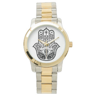 Gouden en zilveren Toon horloge, Hamsa, Fatima Horloge