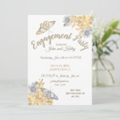 Gouden en Zilveren Vlinders Verlovingsfeest Kaart (Staand voorkant)