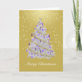 Gouden en Zilveren Vrolijke Kerstboom Feestdagen Kaart